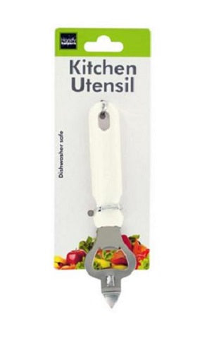 Bottle and Can Opener with White Handle