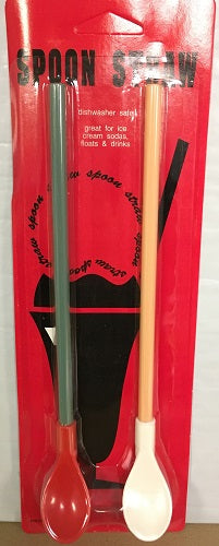 9.5" Snow Cone Shake Smoothie Spoon Drinking Straws (2-Pack)