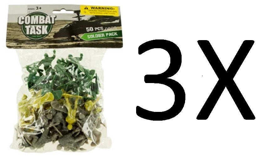 50-Piece Toy Army Soldiers Plastic Action Figures Playset (three sets)