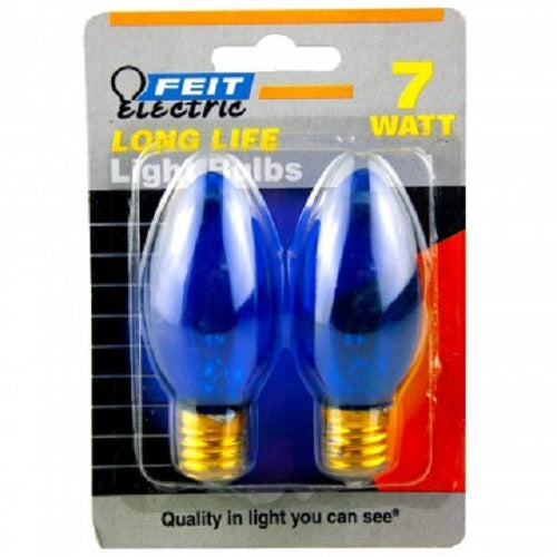 2 Pack 7 Watt C9 Blue Long Life Light Bulbs