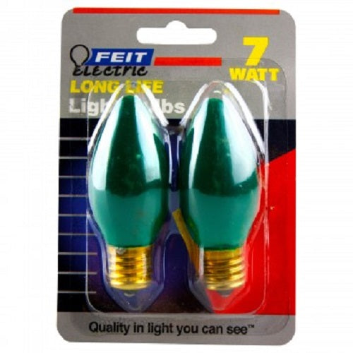 2 Pack 7 Watt C9 Green Light Bulbs