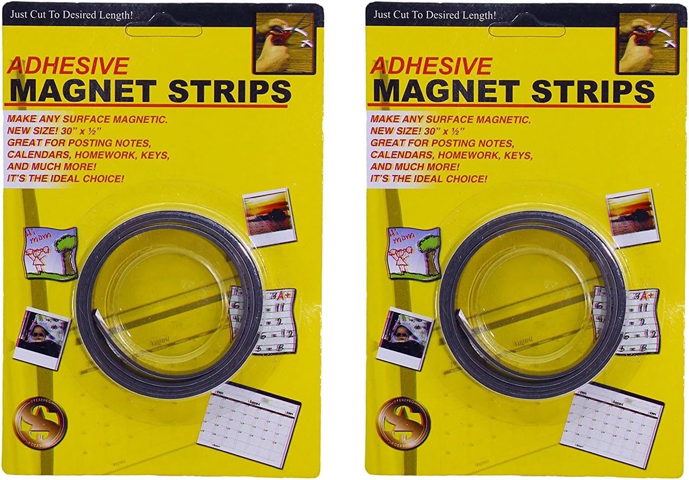 Set of 2 Adhesive Magnet Strips (30" x 1/2")