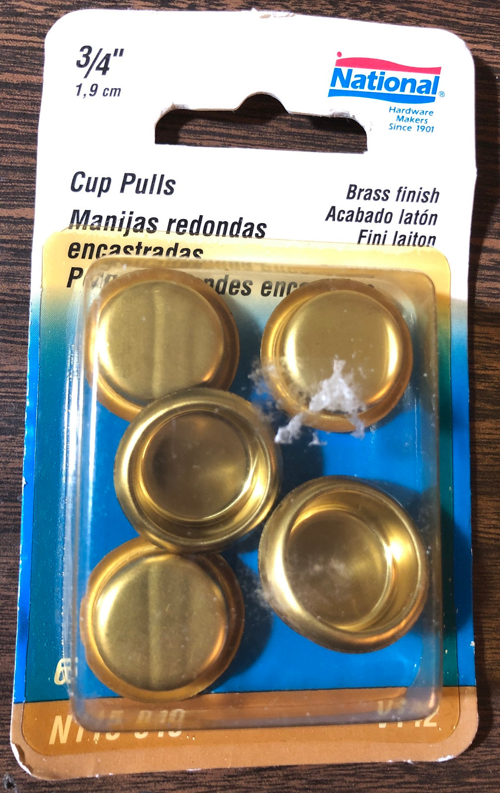 National Hardware N115-840 3/4 Inch Brass Cup Pull 6 Pack