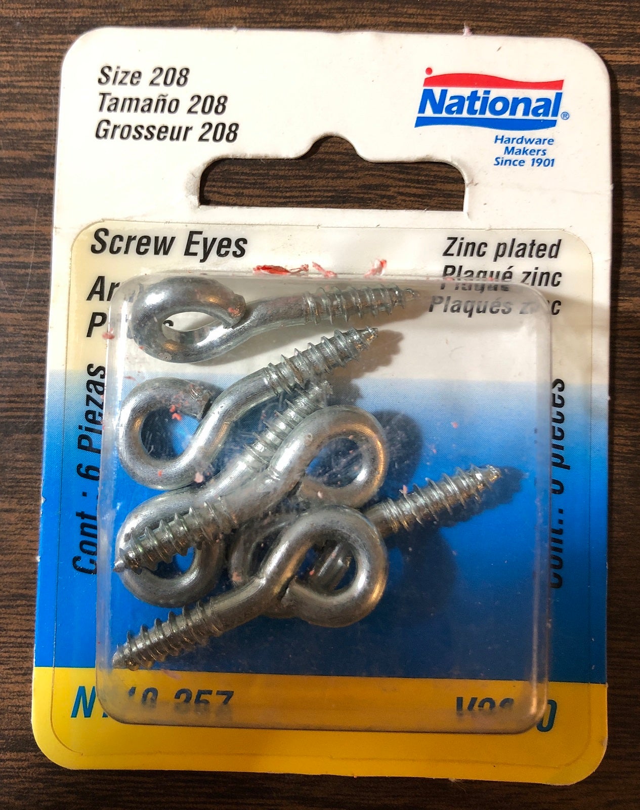 National Hardware N118-257 Screw Eyes 1-3/8 Inch #208 Zinc Plated Steel 6 Pack
