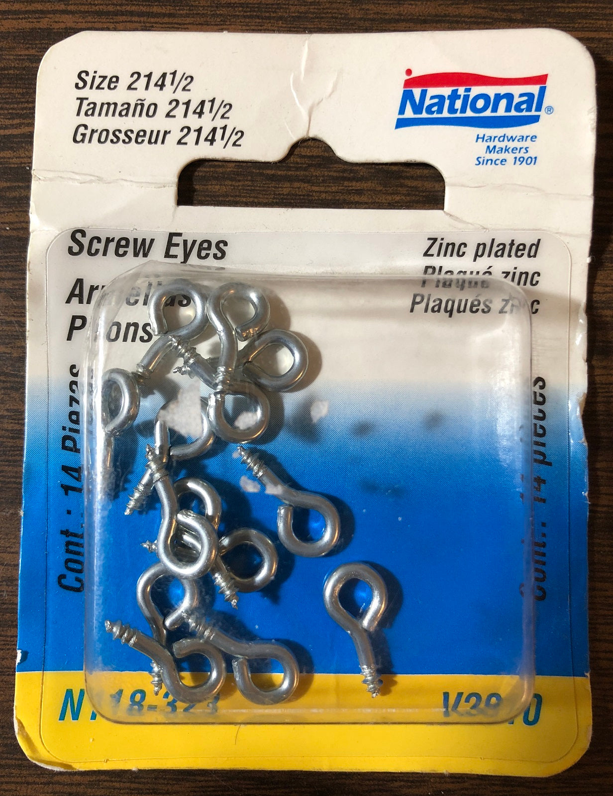 National Hardware N118-323 Screw Eyes 5/8" #214-1/2 Zinc Plated Steel 14 Pack