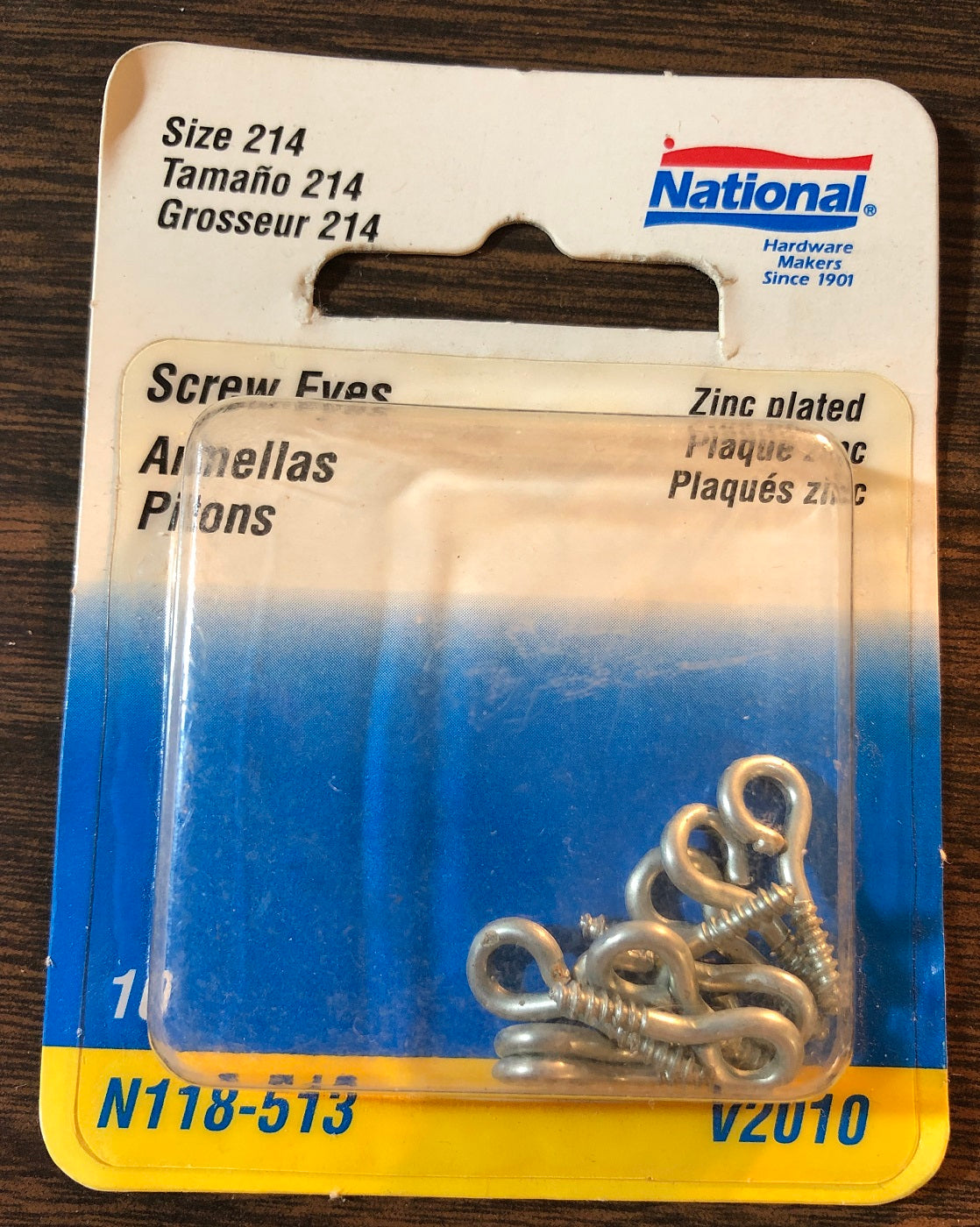 National Hardware N118-513 Screw Eyes 13/16" #214-1/2 Zinc Plated Steel 10 Pack