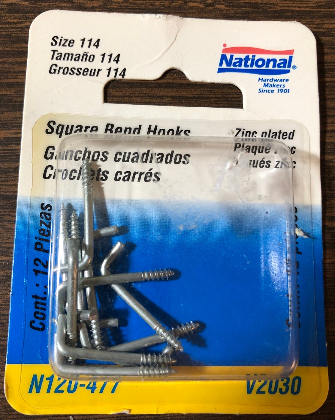 National Hardware N120-477 Square Bend Screw Hooks 1 Inch 12 Pack