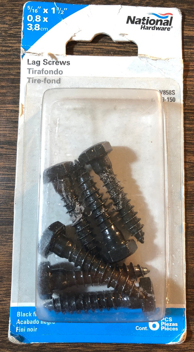 National Hardware Lag Screws 5/16" x 1-1/2" 6-Pack