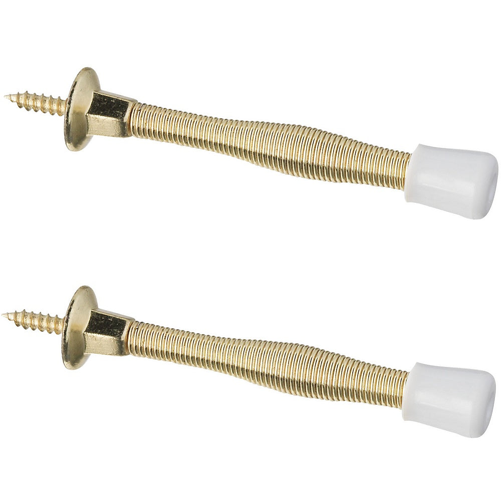 National Hardware N243-774 3" Brass Finish Spring Doors Stops (2 pk)