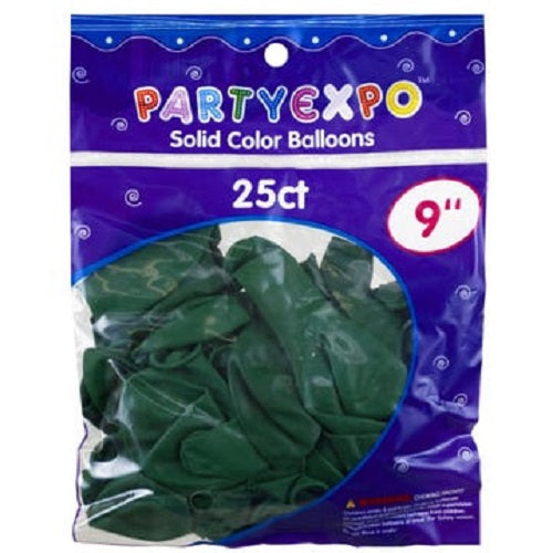 25 Count 9" Inch Balloons in Hunter Green