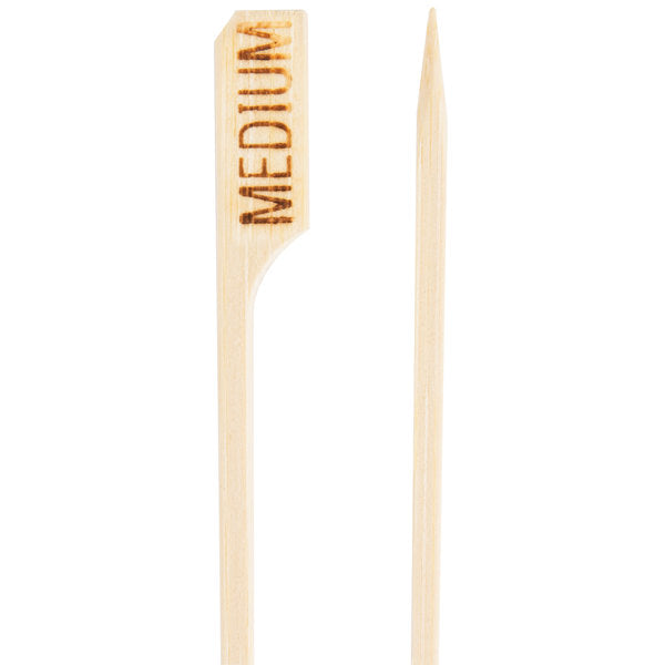 Tablecraft "Medium" 3 1/2" Bamboo Meat Markers - 100/Pack