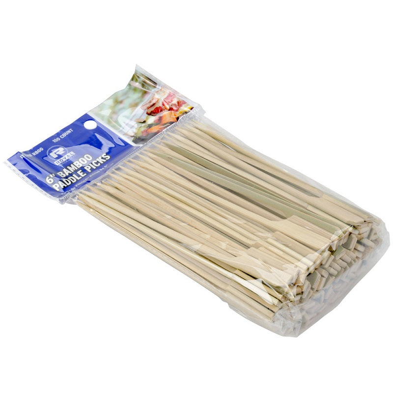 100 6" Bamboo Paddle Picks Toothpicks Skewers