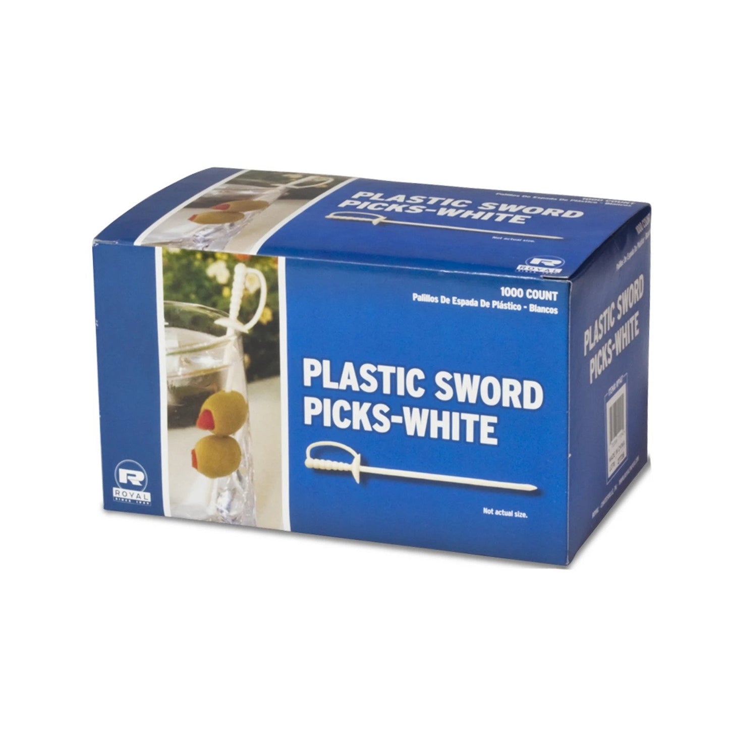 Royal Paper 1000/Box White Plastic Sword 3.25" Cocktail/Appetizer Picks
