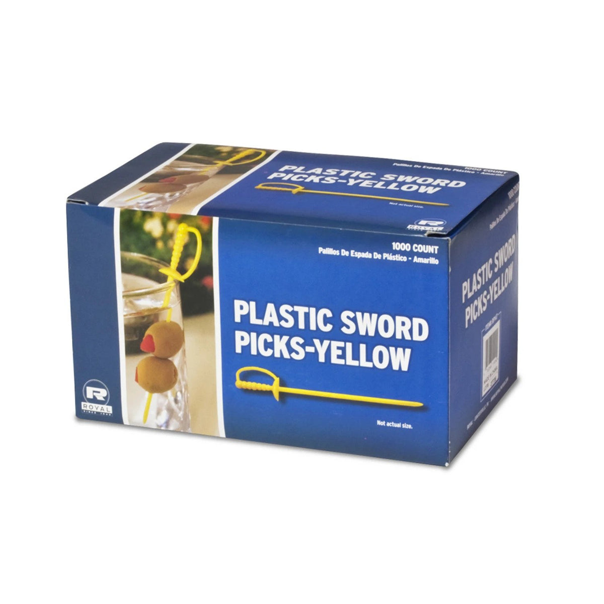 Royal Paper 1000/Box Yellow Plastic Sword 3.25" Cocktail/Appetizer Picks