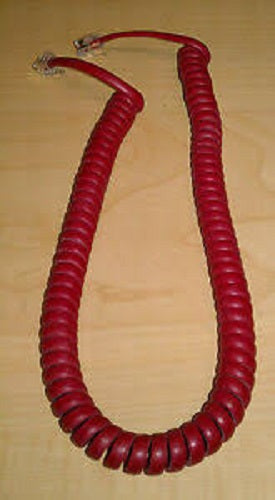 2X Red Coiled Phone Telephone Handset Cord Cable w/ RJ11 Connectors