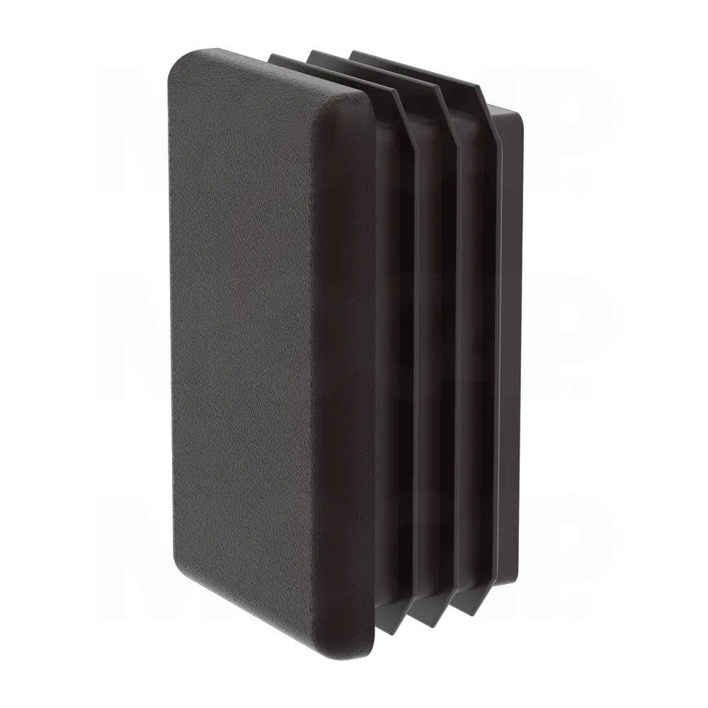 Four 3/4" x 1-1/2" O.D. Rectangular Ribbed Tubing Insert Glide Caps 14-20 ga