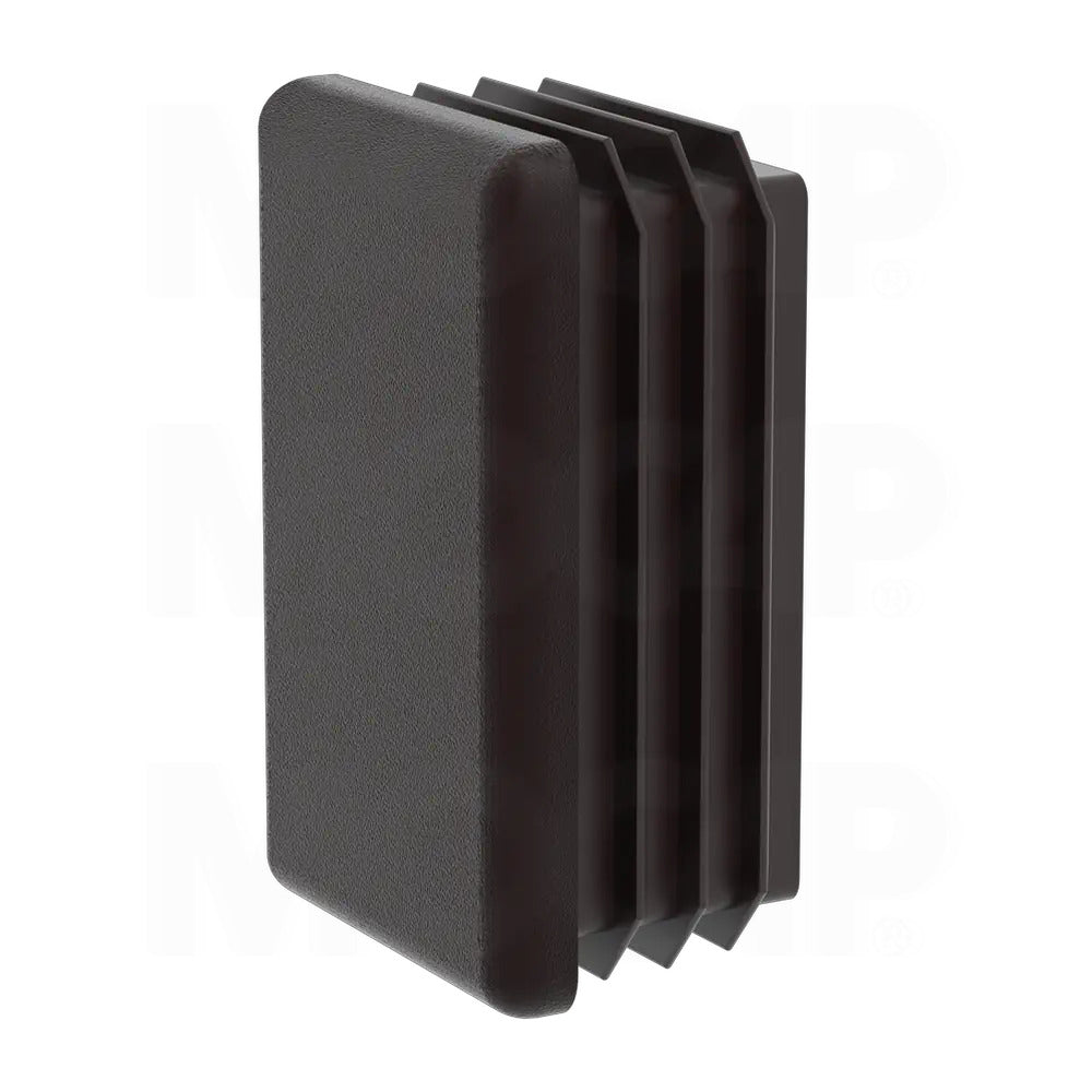 Twelve 1" x 1.5" O.D. Rectangular Ribbed Tubing Insert Glide End Caps 14-20 ga