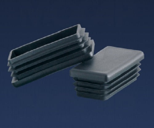 Four 1" x 2" O.D. Rectangular Ribbed Tubing Insert Glide End Caps 14-20 ga