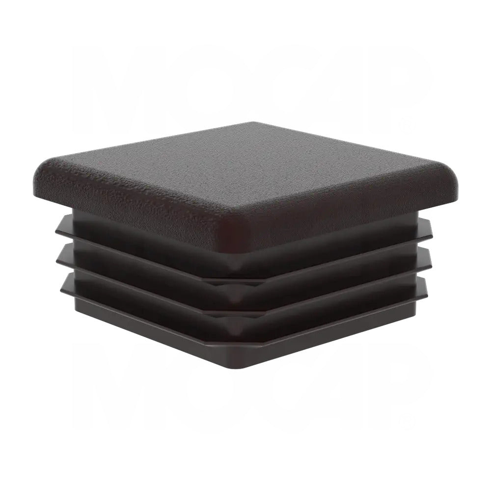 Four 1.25" x 1.25" OD Square Ribbed Tubing Plug Insert Glide End Caps 14-20 ga