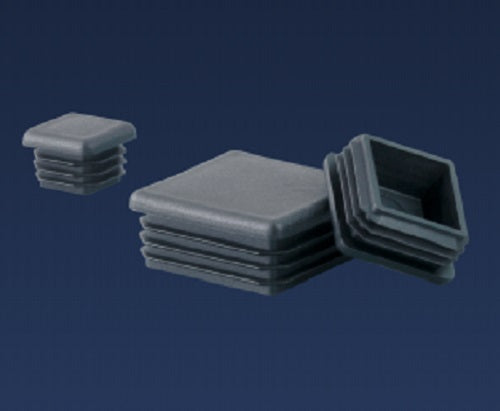 100 1" x 1" O.D. Square Ribbed Tubing Plug Insert Glide End Caps 14-20 ga