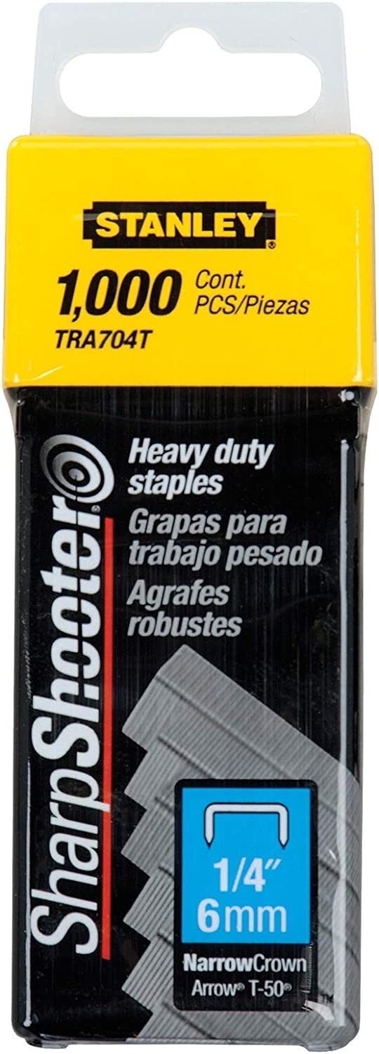 Stanley TRA704T 1/4" Narrow Crown Staples (1000 ct Pack)