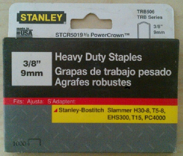 Stanley TRB506 3/8" PowerCrown Heavy Duty Staples (1000 ct Pack)