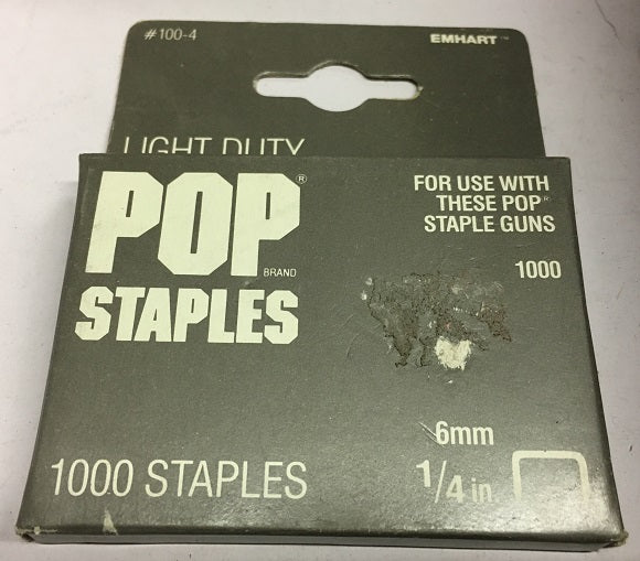 10X POP 1/4" (6mm) Staples 1000 pack #100-4 (10 Packs)
