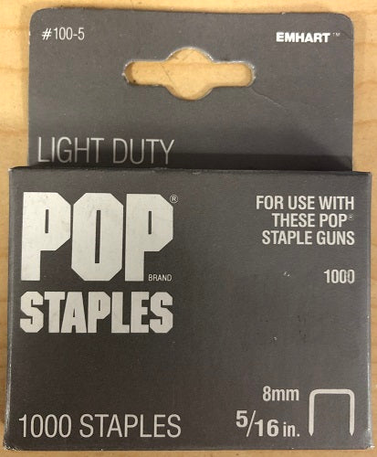 5X POP 5/16" (8mm) Staples 1000 pack #100-5 (5 Packs)