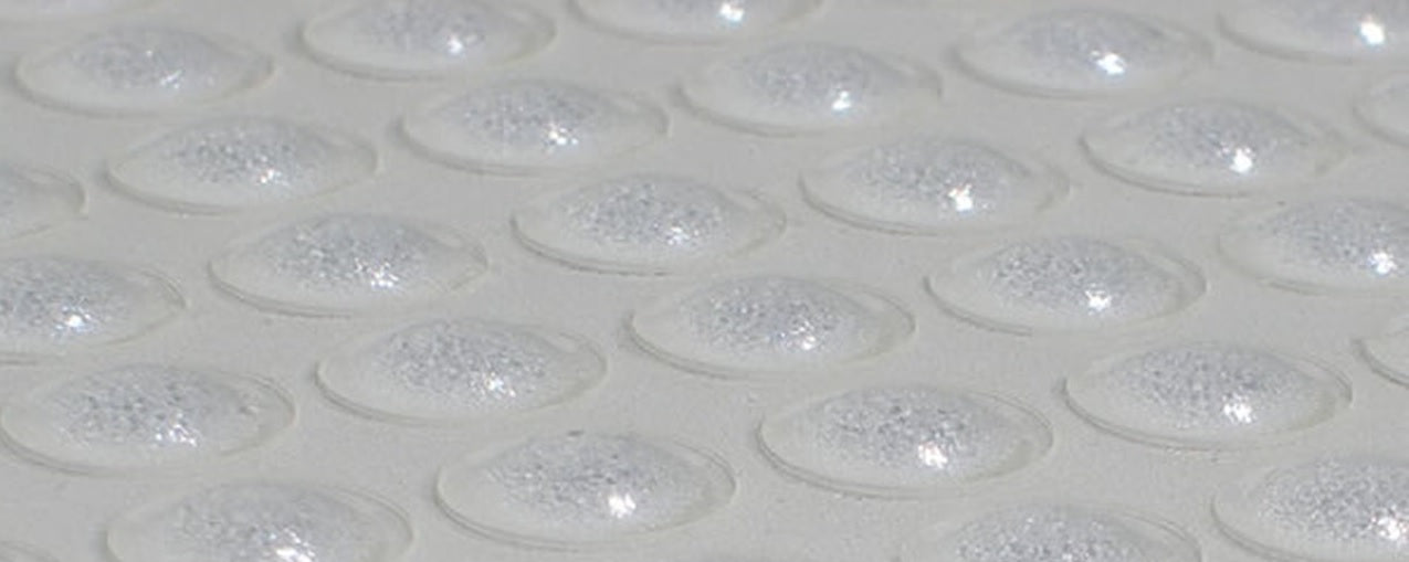 25 Clear Vinyl 3/8" Self-Adhesive Hemispheric Bumpers