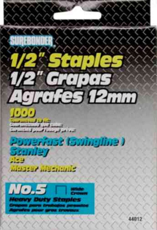 Surebonder 1/2" #5 Heavy Duty Staples (Wide Crown) (1000 ct)