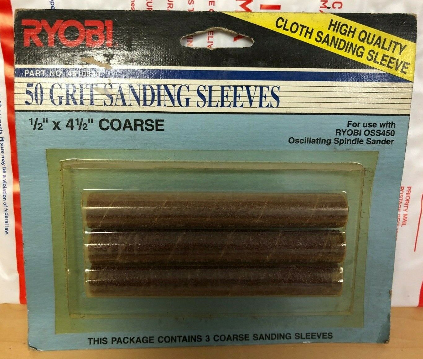 Ryobi OSS450 Oscillating Spindle 50 Grit Sanding Sleeves - 1/2" x 4.5" Coarse