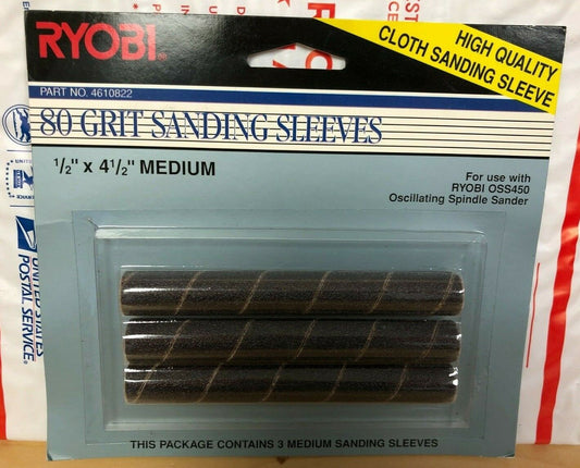 Ryobi OSS450 Oscillating Spindle 80 Grit Sanding Sleeves - 1/2" x 4.5" Medium
