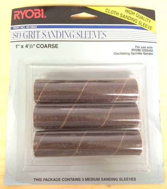 Ryobi OSS450 Oscillating Spindle 80 Grit Sanding Sleeves - 1" x 4.5" Medium