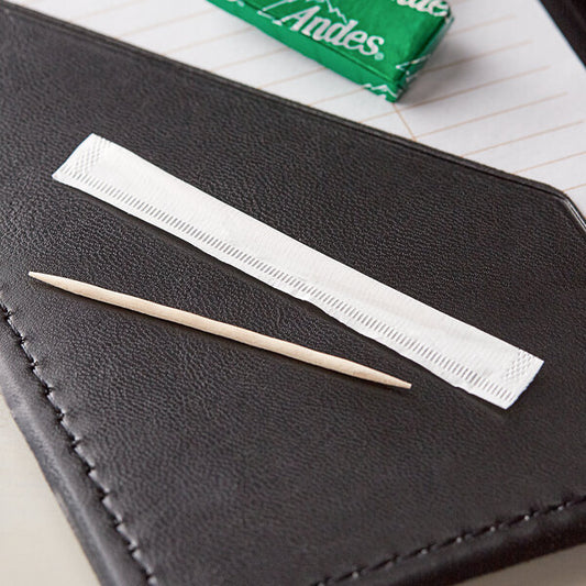1000 Ct 2 1/2" Eco-Friendly Paper Wrapped Round Toothpicks in Dispenser Box