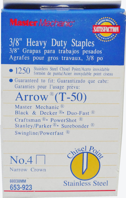 Master Mechanic 3/8" Narrow Crown Heavy Duty Staples (1250 pack)