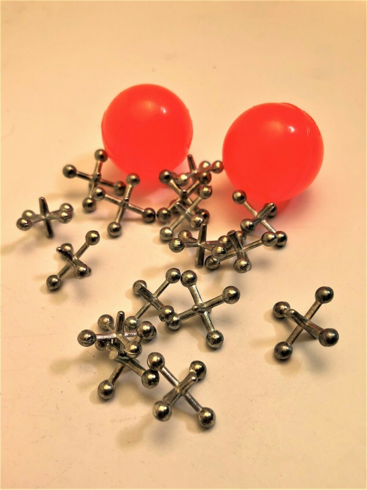 5X (5 Sets)  Classic Fun Toy Game w/ 16 Metal Jacks and 2 Red Rubber Balls