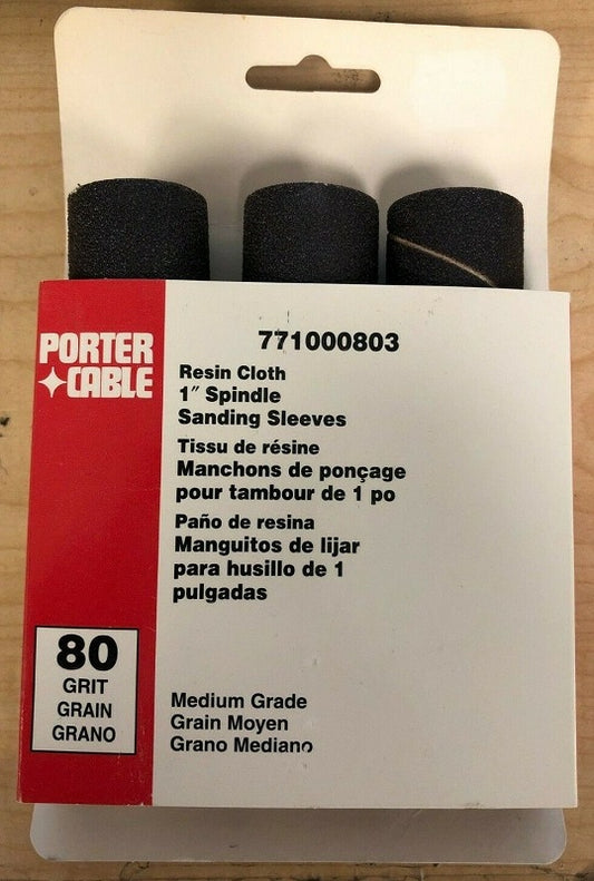 Porter Cable 1" x 4.5" 80 Grit Spindle Resin Cloth Sanding Sleeve (3 pk)