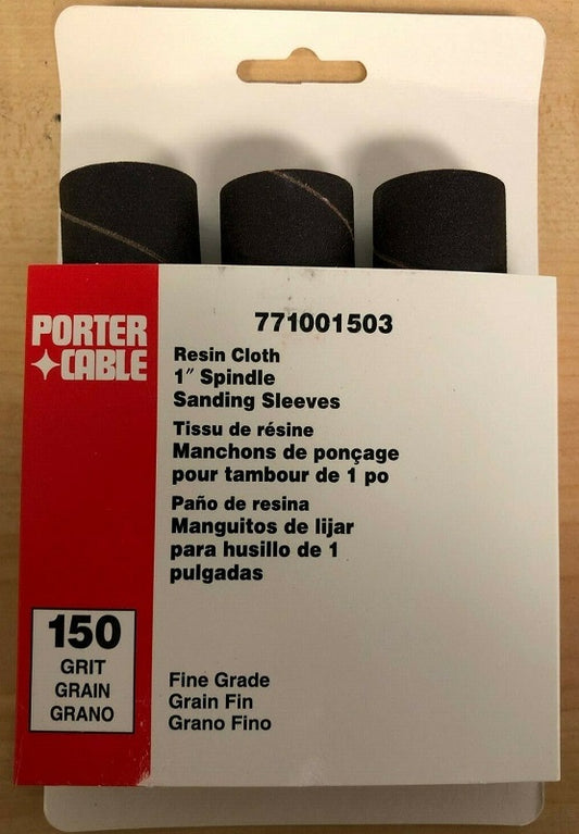 Porter Cable 1" x 4.5" 150 Grit Spindle Resin Cloth Sanding Sleeve (3 pk)