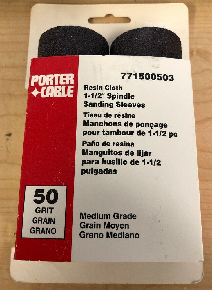 Porter Cable 1.5" x 4.5" 50 Grit Spindle Resin Cloth Sanding Sleeve (2 pk)