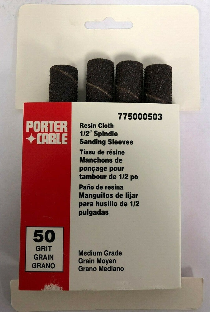 Porter Cable 1/2" x 4.5" 50 Grit Spindle Resin Cloth Sanding Sleeve (4 pk)