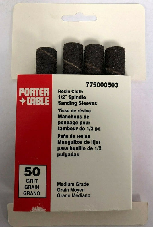 Porter Cable 1/2" x 4.5" 50 Grit Spindle Resin Cloth Sanding Sleeve (4 pk)