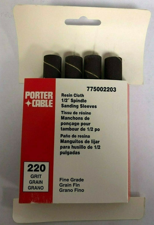 Porter Cable 1/2" x 4.5" 220 Grit Spindle Resin Cloth Sanding Sleeve (4 pk)