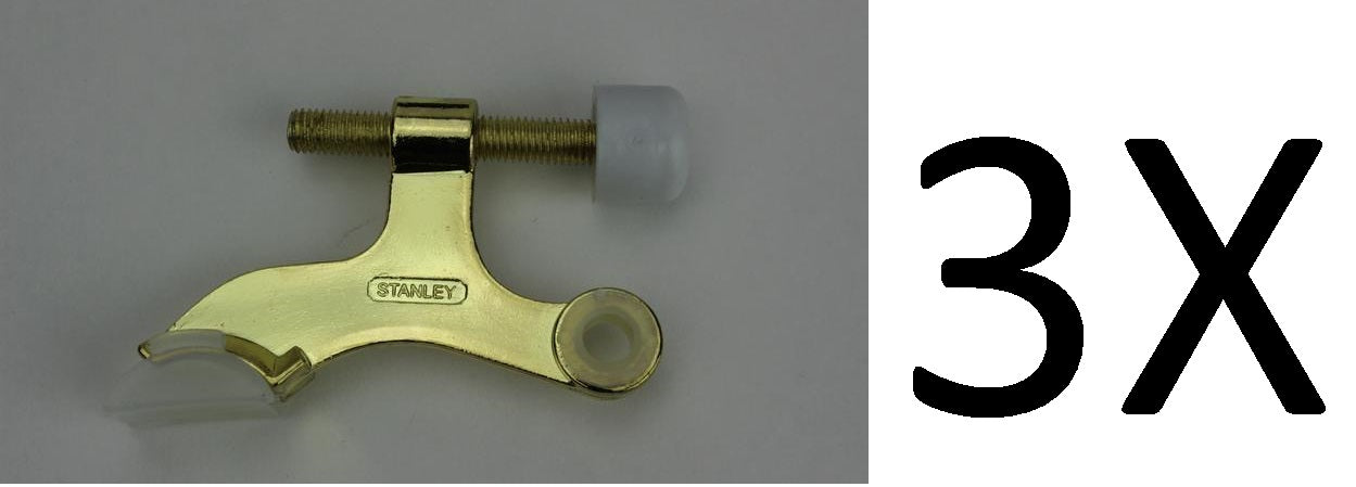 3X Stanley 81-9110 (SP7090) Hinge Pin Doorstops Bright Brass