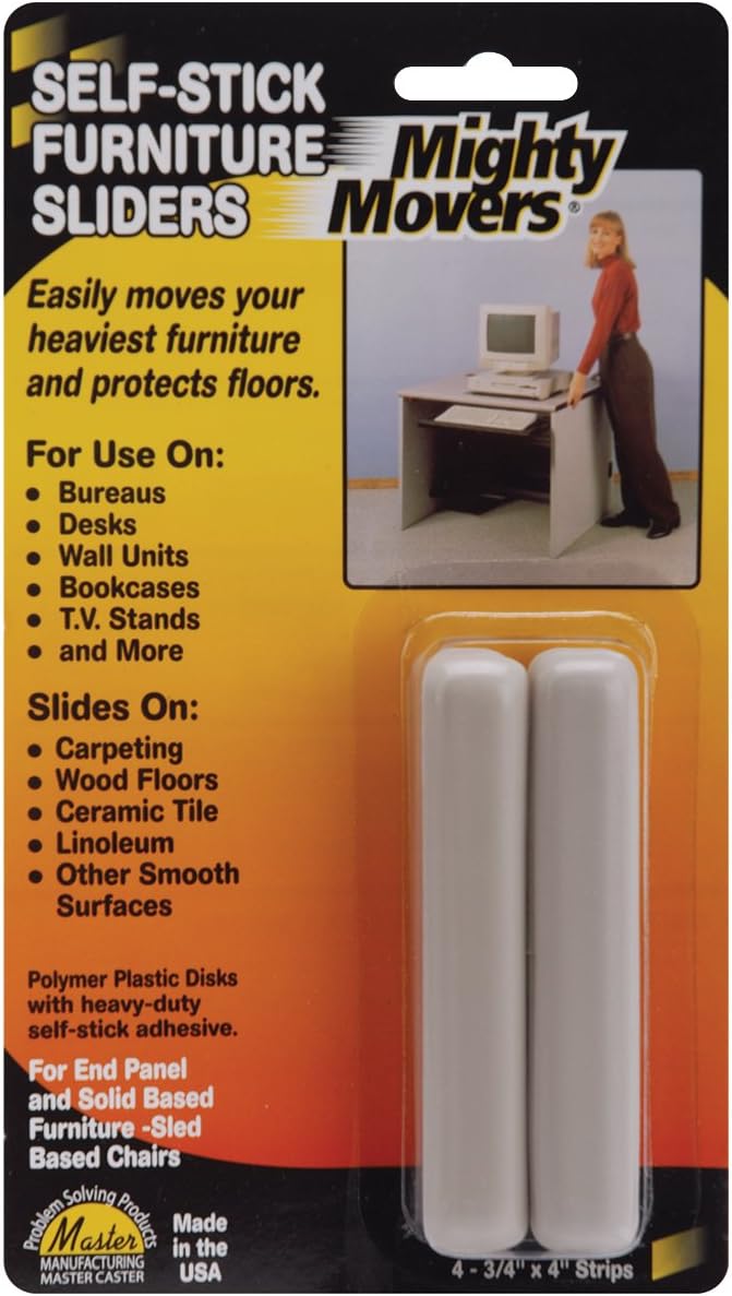 Master Caster Mighty Movers Self-Stick Furniture Sliders-.75"x4" Strips 4/Pkg