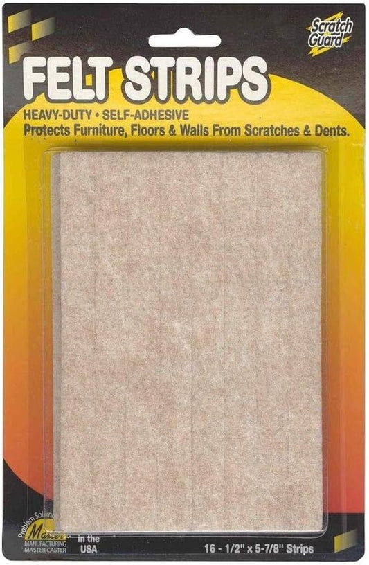 Master Caster Felt Pads 1/2"x5-7/8" 16/PK Beige