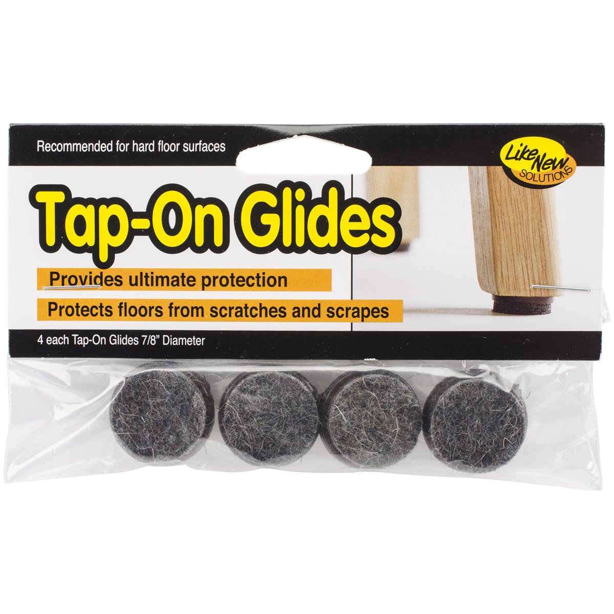 Tap-On Chair Leg Glides Heavy Duty Felt Slider Pads 7/8 Inch Diameter