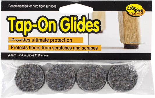 Tap-On Chair Leg Glides Heavy Duty Felt Slider Pads 1 Inch Diameter