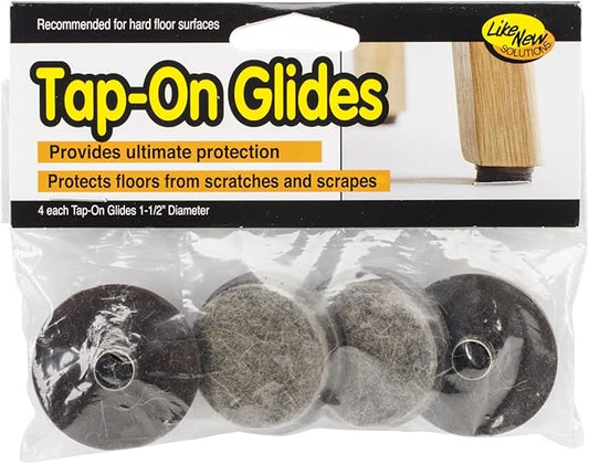 Tap-On Chair Leg Glides Heavy Duty Felt Slider Pads 1.5 Inch Diameter