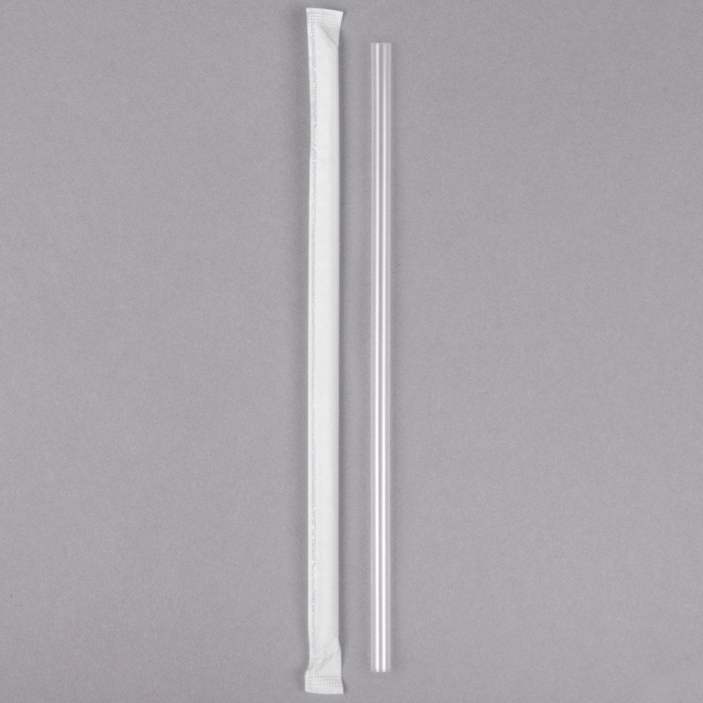 100 7-3/4" Jumbo Translucent Wrapped Straws