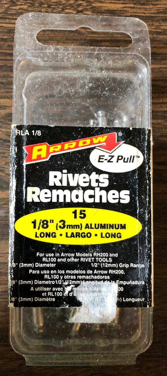 NOS Arrow Fastener Aluminum RLA 1/8-Inch (3mm) Long Rivets (15-Pack)